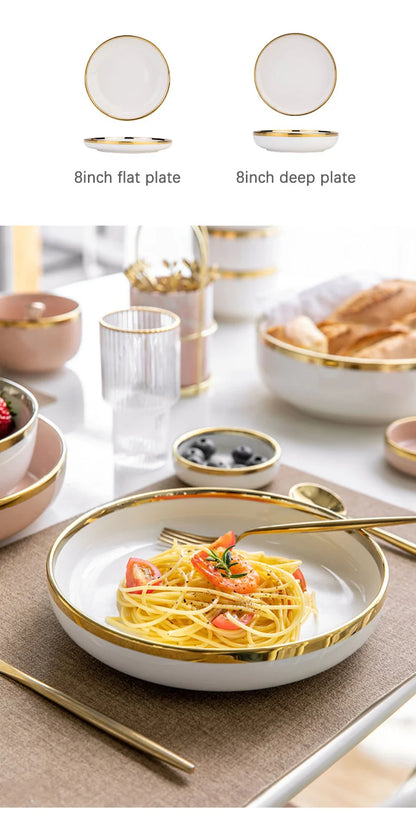 Phnom Penh-Assiettes et bols en porcelaine blanche, ensemble de nourriture, vaisselle, bol à soupe à salade, service britannique