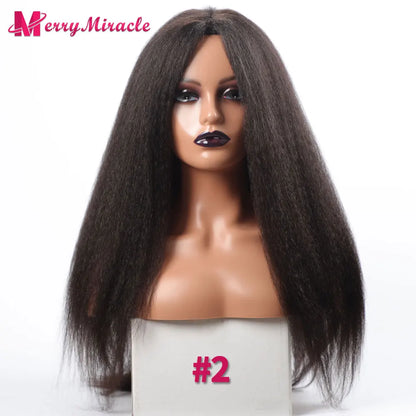 Perruques synthétiques lisses et crépues pour femmes noires, mélange de mèches noires, brunes, blondes, gingembre, rouges et blanches