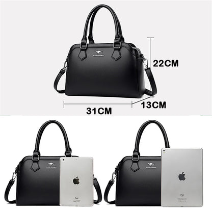 Sac à main multi-poches en cuir de vache véritable, Sac à bandoulière de luxe de styliste, fourre-tout élégant pour femmes