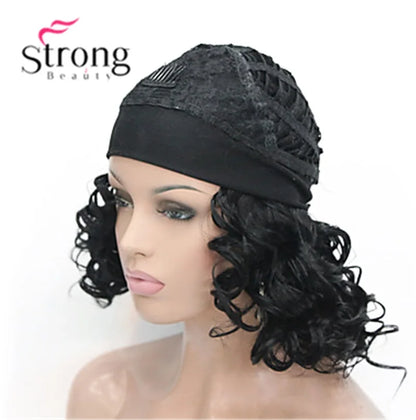 Perruques synthétiques courtes 3/4 à reflets blonds pour femmes, postiche bouclée avec bandeau, choix de couleurs