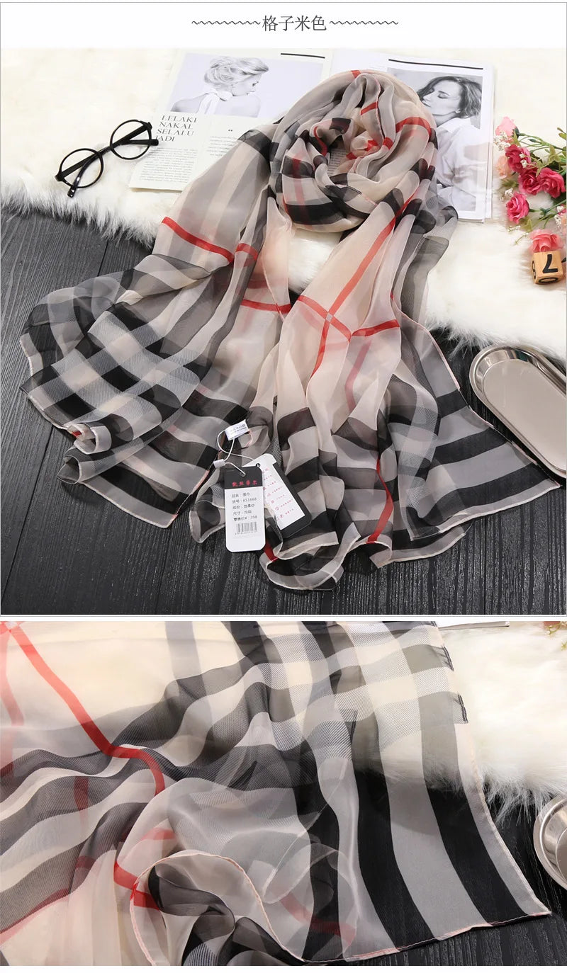 Foulard en soie glacée pour protection solaire, foulard enveloppant, grande serviette de plage pour femmes, imprimé fin, Micro-à traversant, châle de climatisation, 180cm