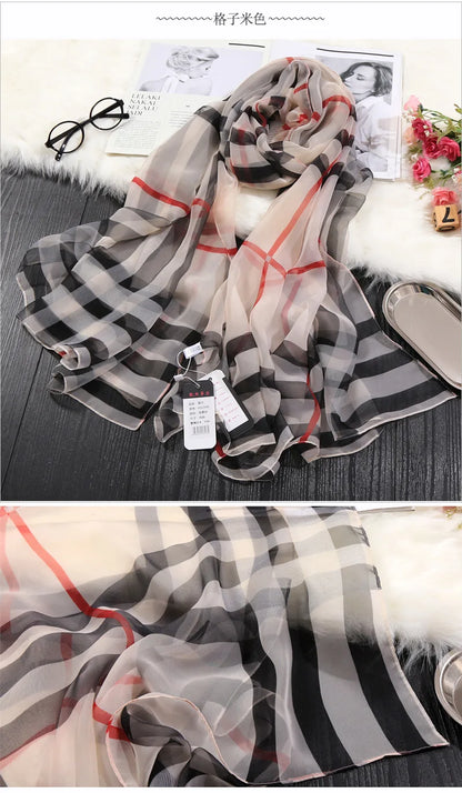 Foulard en soie glacée pour protection solaire, foulard enveloppant, grande serviette de plage pour femmes, imprimé fin, Micro-à traversant, châle de climatisation, 180cm