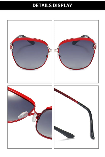 GCV lunettes De Soleil polarisées pour femmes lentille dégradée lunettes De Soleil rondes carrées marque De luxe Oculos Lunette De Soleil Femme