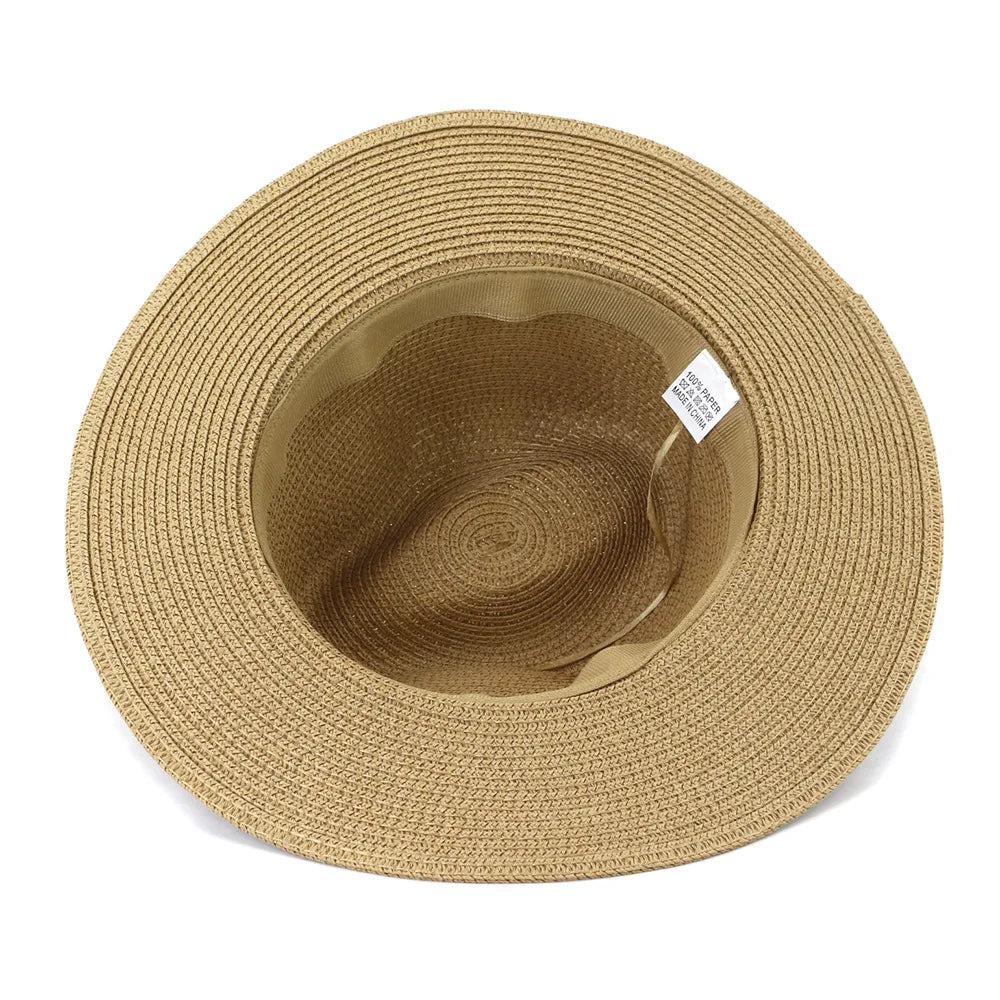 Chapeau de paille de voyage en plein air, pare-soleil de bord de mer, crème solaire, grand bord, style britannique DN, chapeau avec décoration de ruban, HZ75