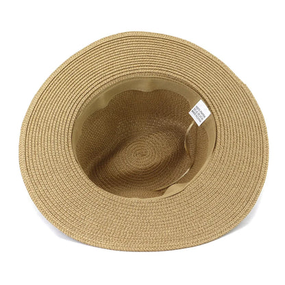 Chapeau de paille de voyage en plein air, pare-soleil de bord de mer, crème solaire, grand bord, style britannique DN, chapeau avec décoration de ruban, HZ75