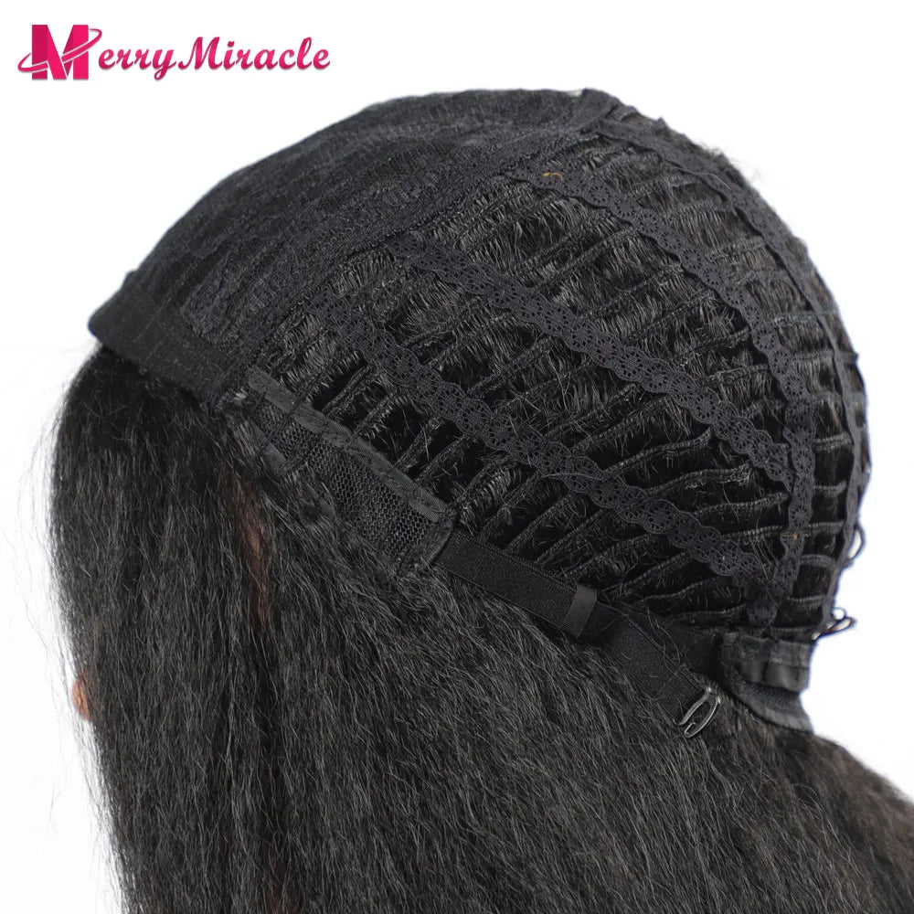 Perruques synthétiques lisses et crépues pour femmes noires, mélange de mèches noires, brunes, blondes, gingembre, rouges et blanches