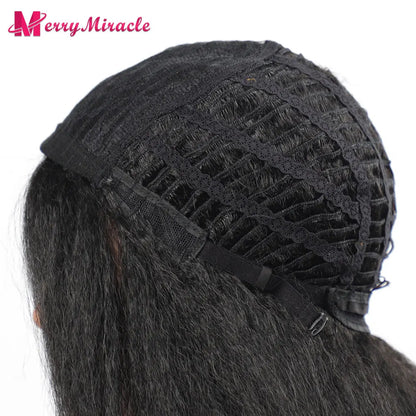 Perruques synthétiques lisses et crépues pour femmes noires, mélange de mèches noires, brunes, blondes, gingembre, rouges et blanches