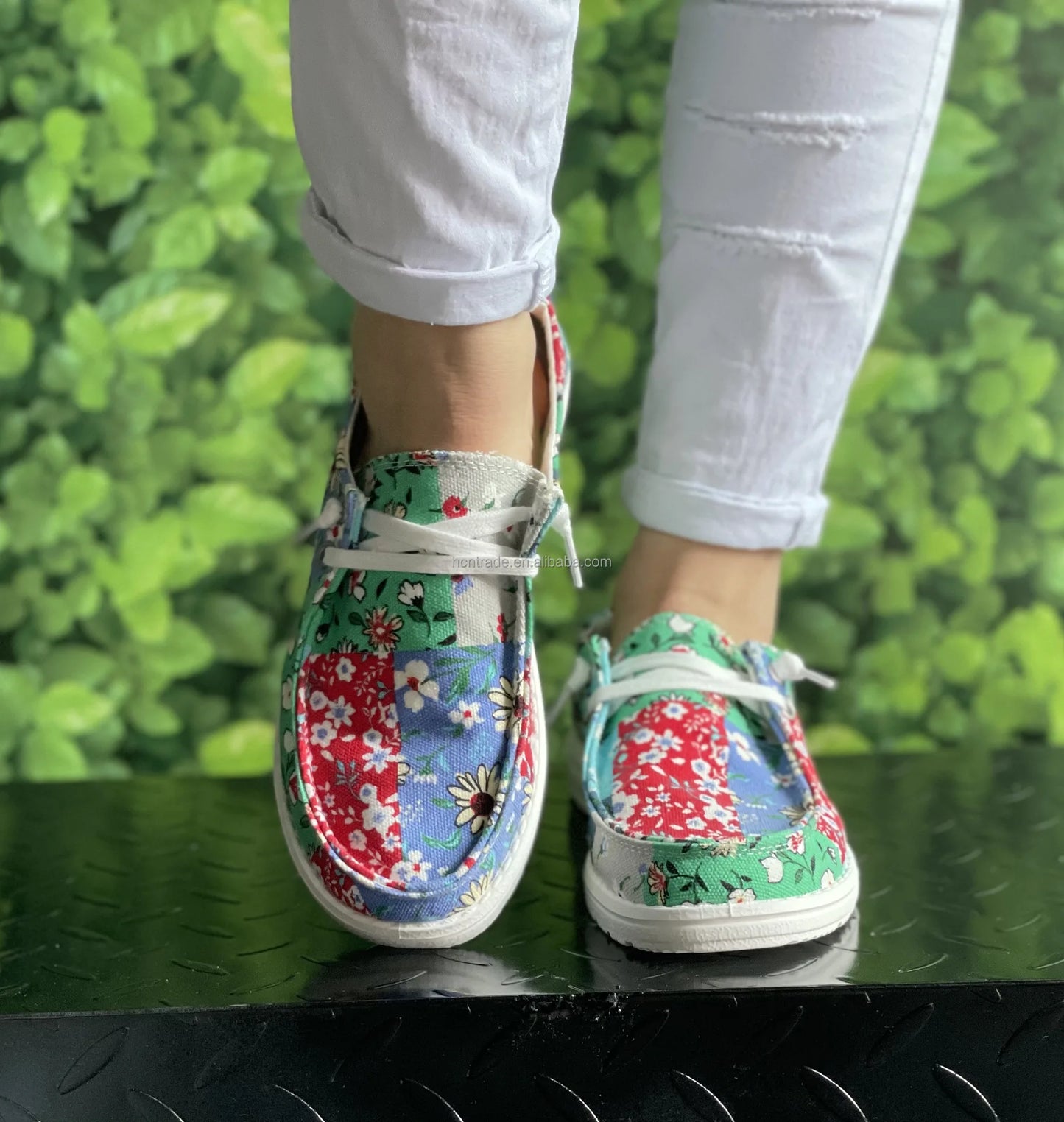 BUSY GIRL DW4051 Wholesale Canvas Lace up Boat Sneaker Women 2023 Fashion Tie Dye Flat Shoes Women Boat Shoes