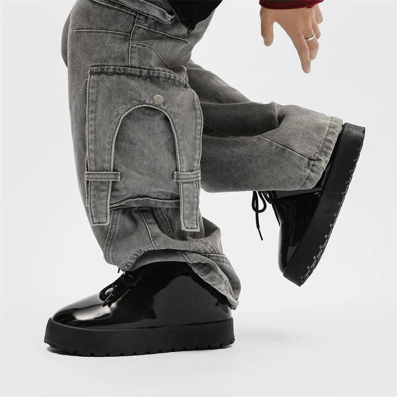 Designer Niche Men's Casual Platform Sneakers Original Fashionable Streetwear with Thick Sole Thick Sole Chunky Skateboard Shoes