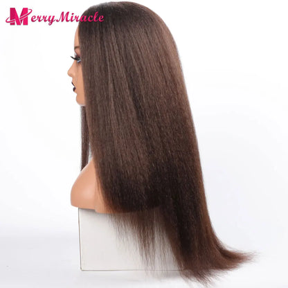 Perruques synthétiques lisses et crépues pour femmes noires, mélange de mèches noires, brunes, blondes, gingembre, rouges et blanches