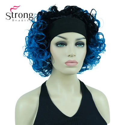 Perruques synthétiques courtes 3/4 à reflets blonds pour femmes, postiche bouclée avec bandeau, choix de couleurs