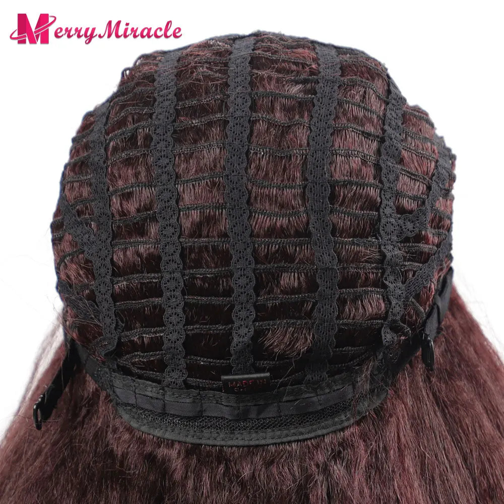 Perruques synthétiques lisses et crépues pour femmes noires, mélange de mèches noires, brunes, blondes, gingembre, rouges et blanches