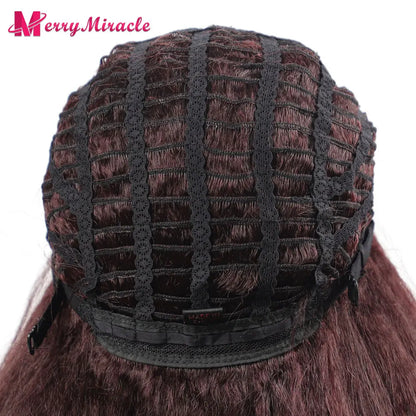 Perruques synthétiques lisses et crépues pour femmes noires, mélange de mèches noires, brunes, blondes, gingembre, rouges et blanches