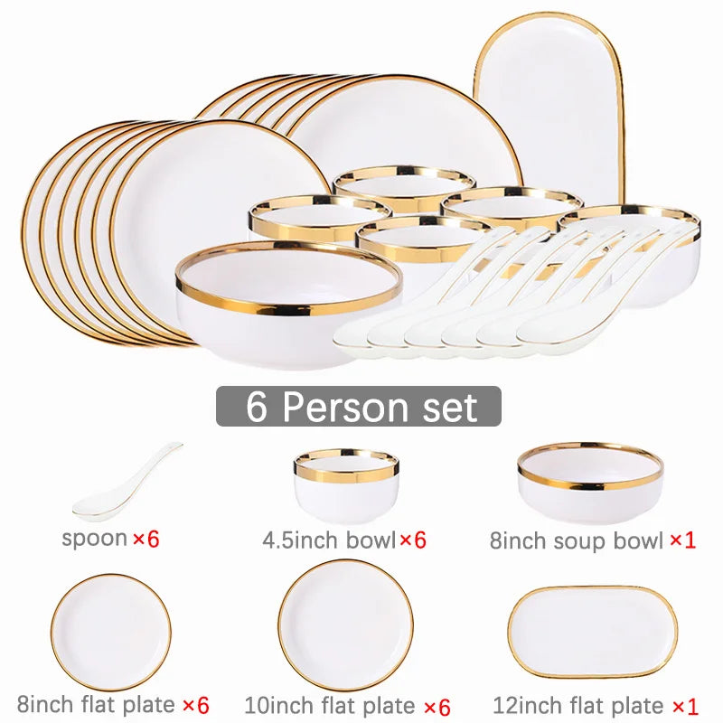 Phnom Penh-Assiettes et bols en porcelaine blanche, ensemble de nourriture, vaisselle, bol à soupe à salade, service britannique