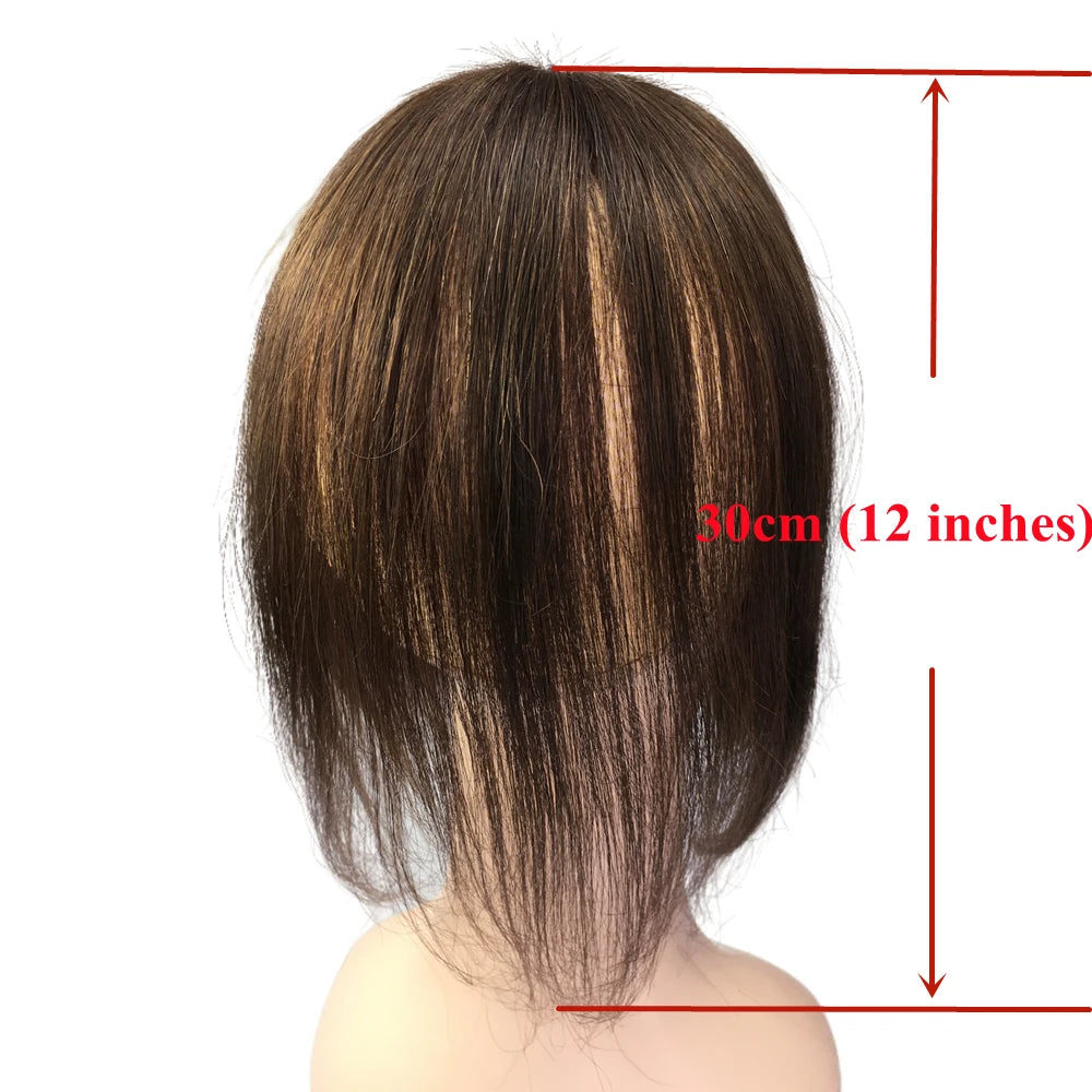 Cheveux humains Toppers pour femmes 10x11 cm dentelle PU Base toupet Topper vrais cheveux humains Clips dans les postiches couverture blanc chauve cheveux