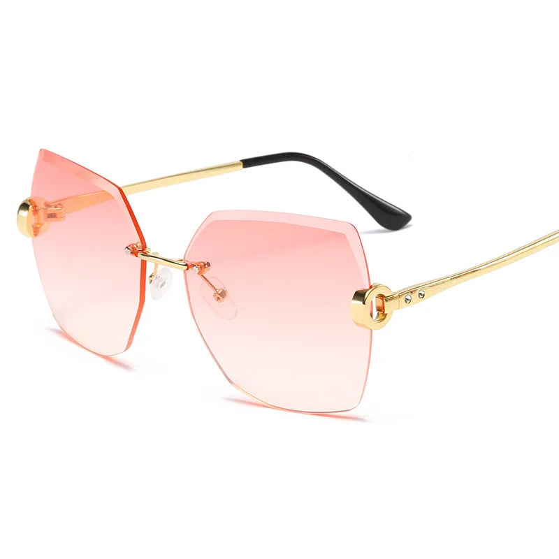 RUOBO – lunettes de soleil sans monture pour femmes, verres dégradés, branches en métal, UV400, vente en gros