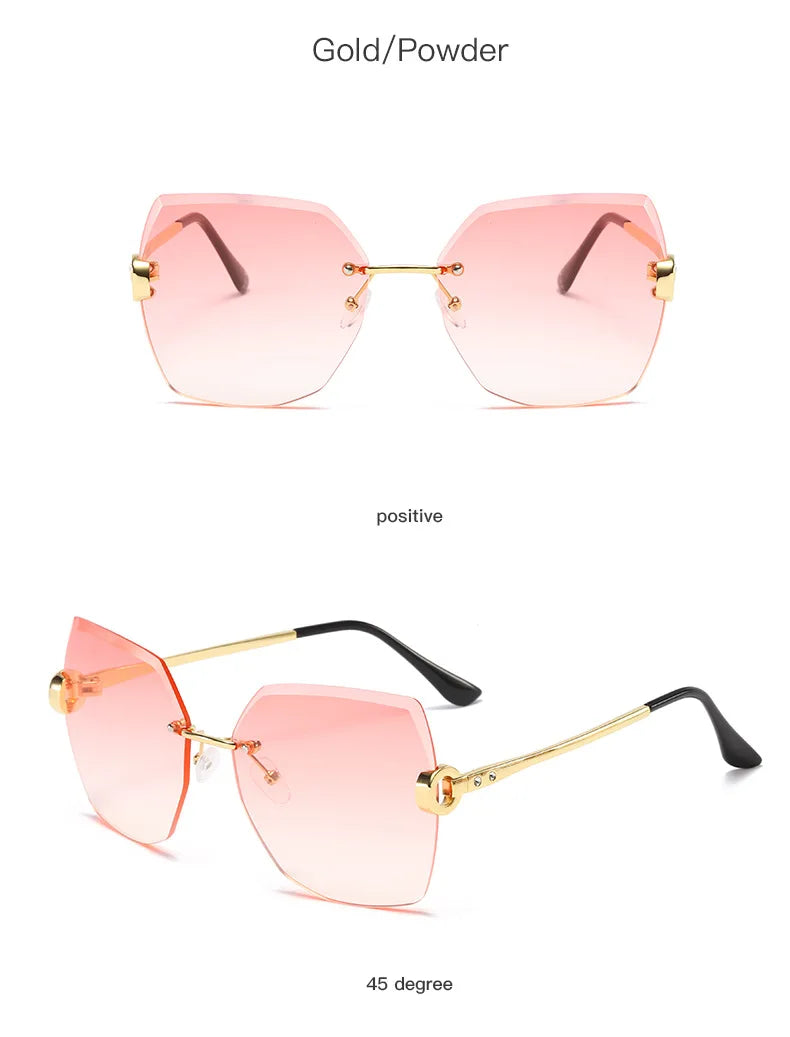 RUOBO – lunettes de soleil sans monture pour femmes, verres dégradés, branches en métal, UV400, vente en gros