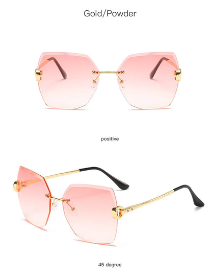 RUOBO – lunettes de soleil sans monture pour femmes, verres dégradés, branches en métal, UV400, vente en gros