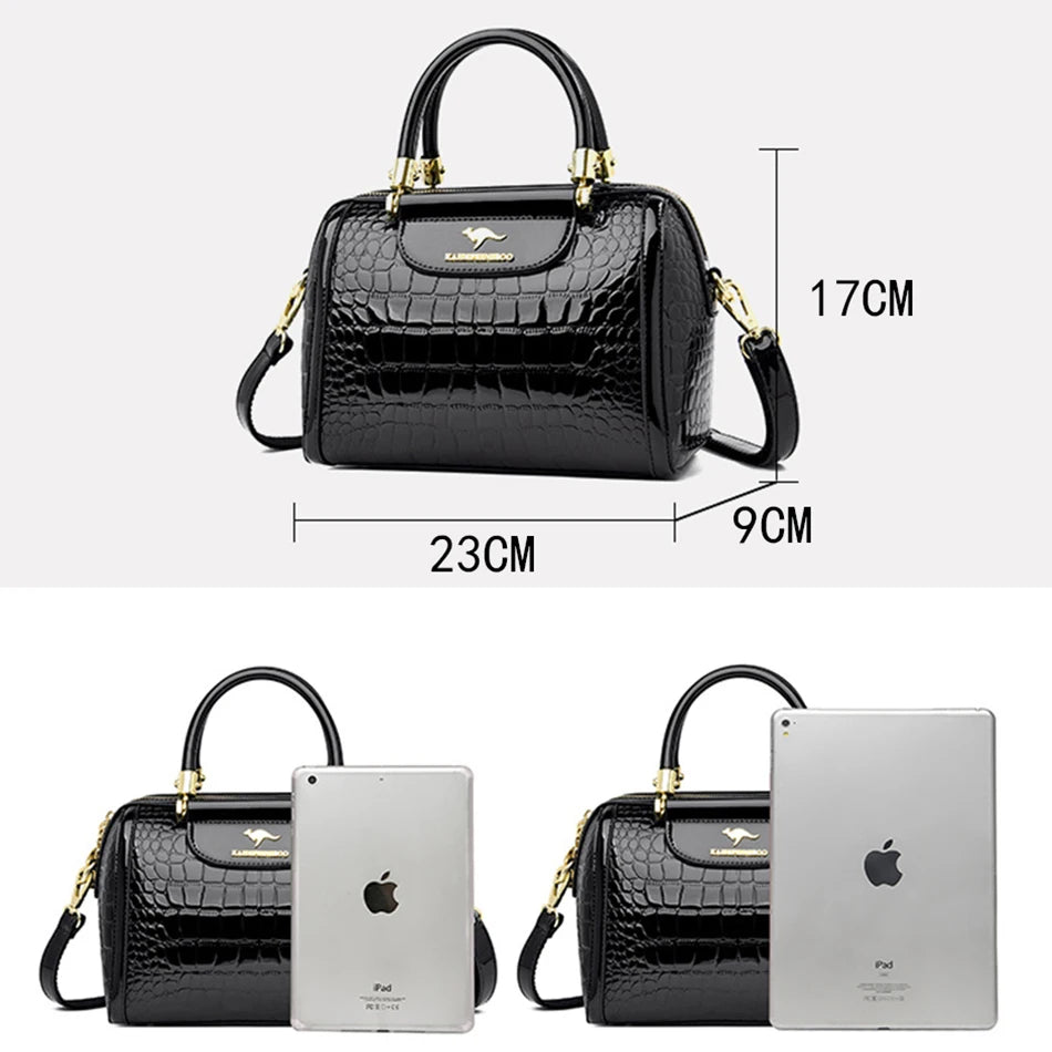 Sacs à main de luxe en cuir verni pour femmes, sac à bandoulière motif Crocodile de styliste, nouveaux sacs à main messager pour dames