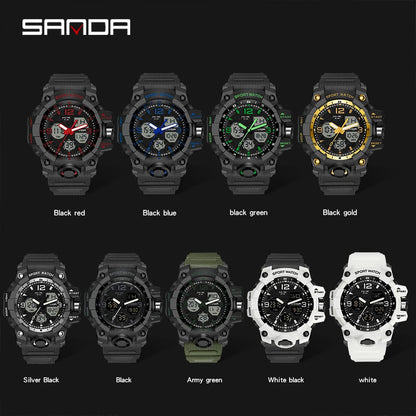 SANDA nouvelle mode Sport militaire montre-bracelet pour hommes numérique Quartz double affichage montres étanche montre décontractée pour hommes