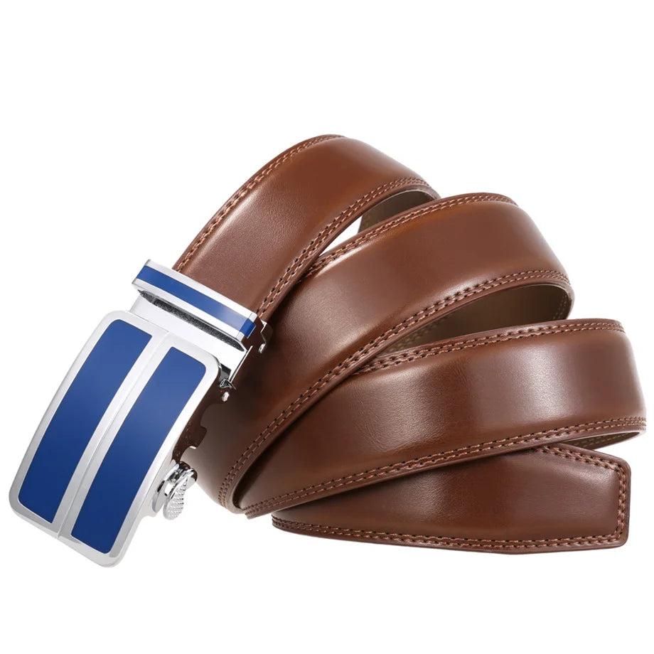 Plyesxale-Ceinture habillée en cuir véritable pour homme, cuir de vachette, automatique, strucformel, environnemental, rouge, noir, marron clair, B272