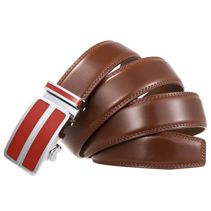 Plyesxale-Ceinture habillée en cuir véritable pour homme, cuir de vachette, automatique, strucformel, environnemental, rouge, noir, marron clair, B272