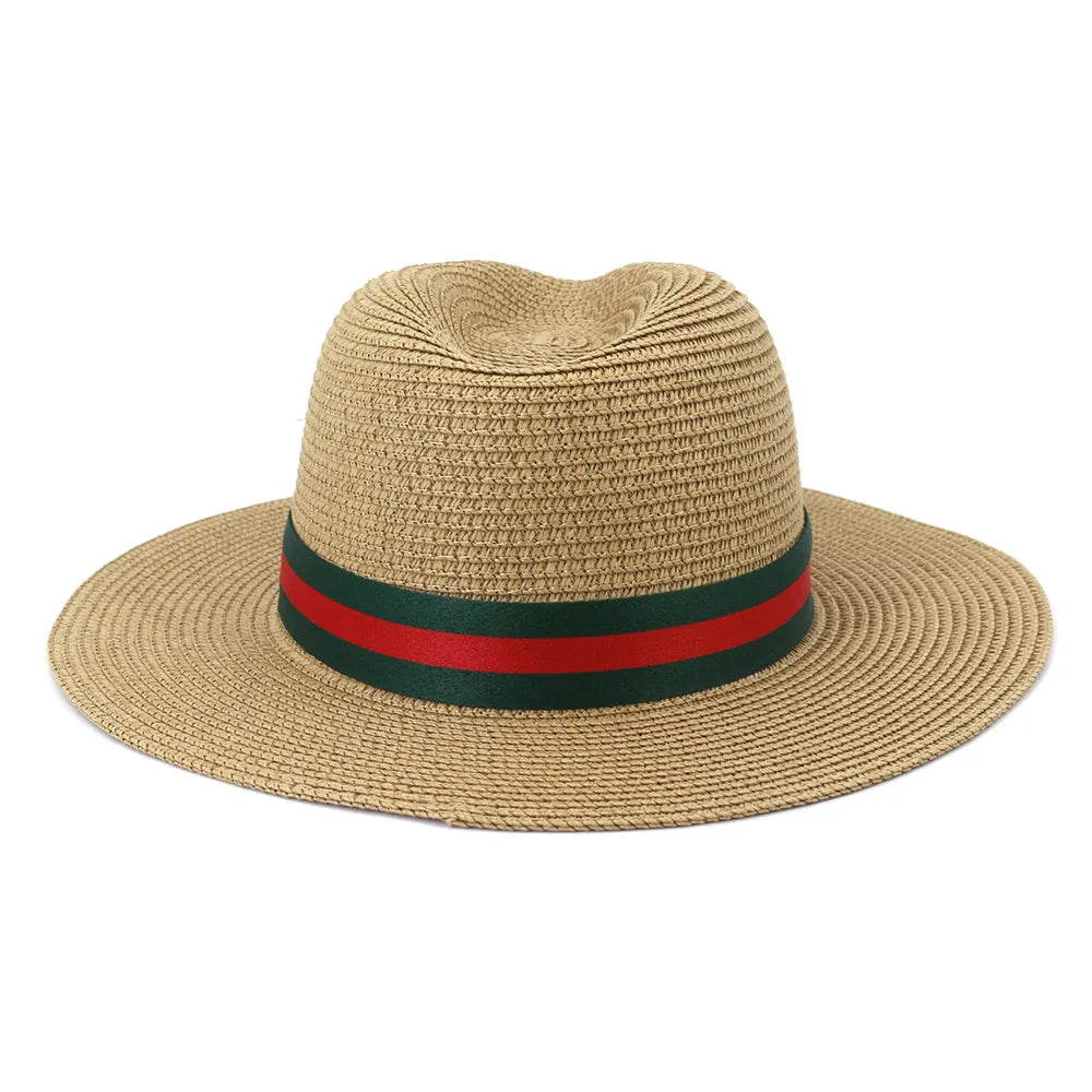 Chapeau de paille de voyage en plein air, pare-soleil de bord de mer, crème solaire, grand bord, style britannique DN, chapeau avec décoration de ruban, HZ75