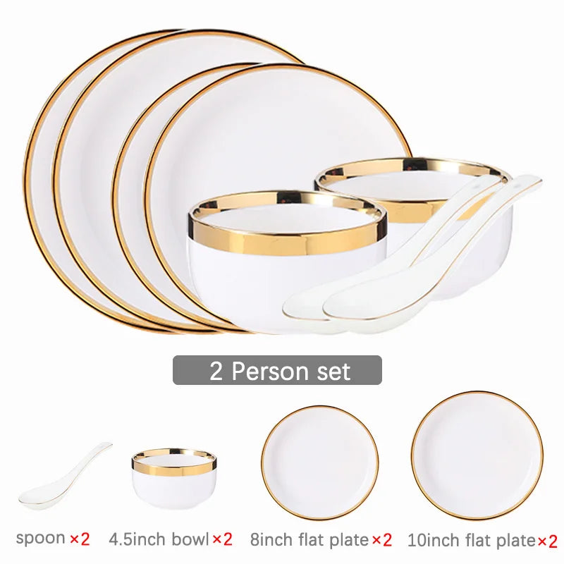 Phnom Penh-Assiettes et bols en porcelaine blanche, ensemble de nourriture, vaisselle, bol à soupe à salade, service britannique