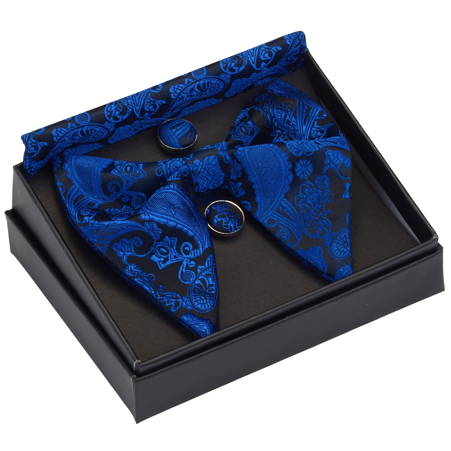 GUSLESON Paisley grand noeud papillon hommes bleu rouge jaune noeud papillon poche carré boutons de manchette ensemble avec boîte-cadeau soie mariage cravate pour homme