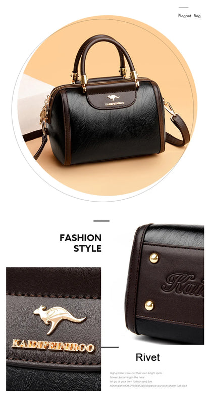 Sac à main à poignée supérieure en cuir pour femmes, sac à bandoulière à coque décontractée, sacs de messager initiés, sac à main à la mode pour dames, super haute qualité