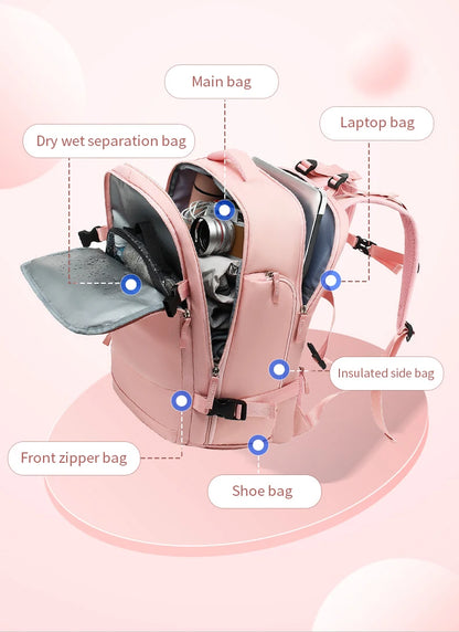Hot Selling Women's  Casual Travel Backpack  USB Charge Port Laptop Bag Large Capacity Nylon Waterproof Backpack