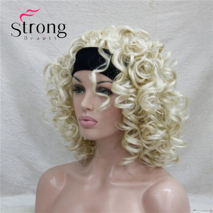Perruques synthétiques courtes 3/4 à reflets blonds pour femmes, postiche bouclée avec bandeau, choix de couleurs