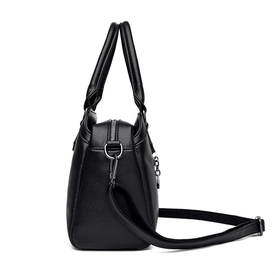 Sac à main multi-poches en cuir de vache véritable, Sac à bandoulière de luxe de styliste, fourre-tout élégant pour femmes