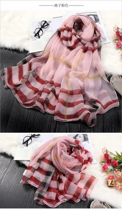 Foulard en soie glacée pour protection solaire, foulard enveloppant, grande serviette de plage pour femmes, imprimé fin, Micro-à traversant, châle de climatisation, 180cm