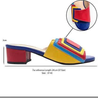 FABIO PENN2025 pantoufles pour femmes à la mode, élégantes, multicolores et confortables, sandales à talons mi-hauts exquises pour les fêtes en plein air