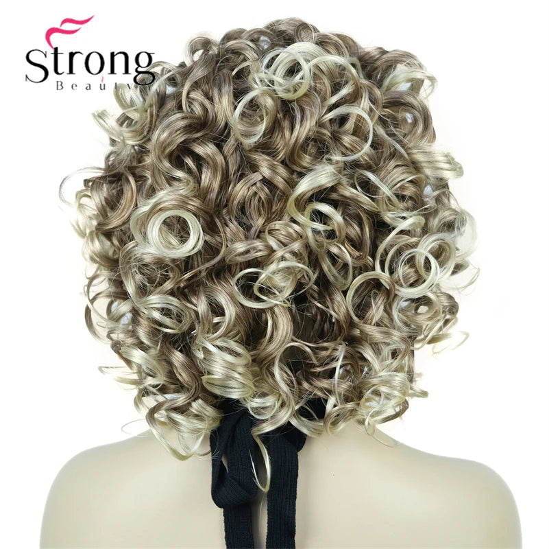 Perruques synthétiques courtes 3/4 à reflets blonds pour femmes, postiche bouclée avec bandeau, choix de couleurs