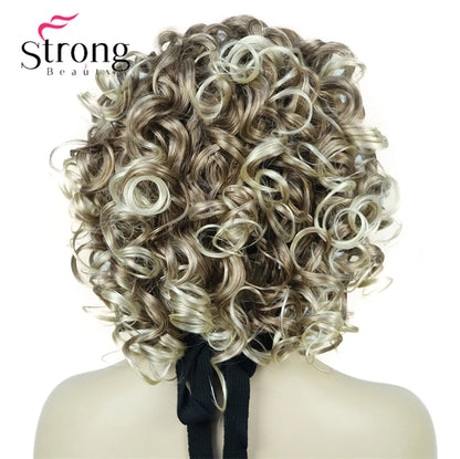 Perruques synthétiques courtes 3/4 à reflets blonds pour femmes, postiche bouclée avec bandeau, choix de couleurs