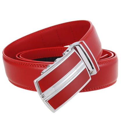 Hommes couleur rouge 3.5 cm largeur bracelet en cuir de vache haute qualité boucle automatique ceintures pour hommes marque de luxe concepteur ceintures homme B995