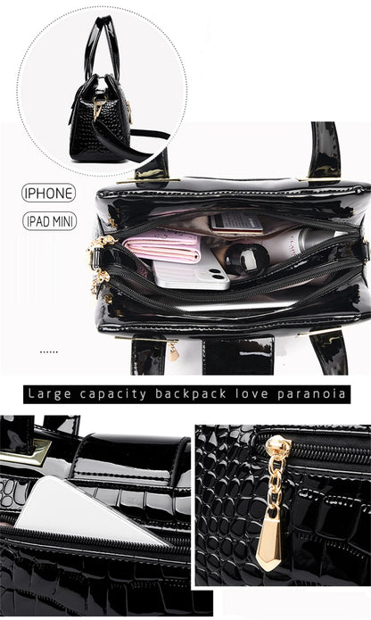 Sacs à main grande capacité 2 couches pour femmes, fourre-tout de luxe motif Crocodile de styliste, sacoche à bandoulière Boston de bonne qualité