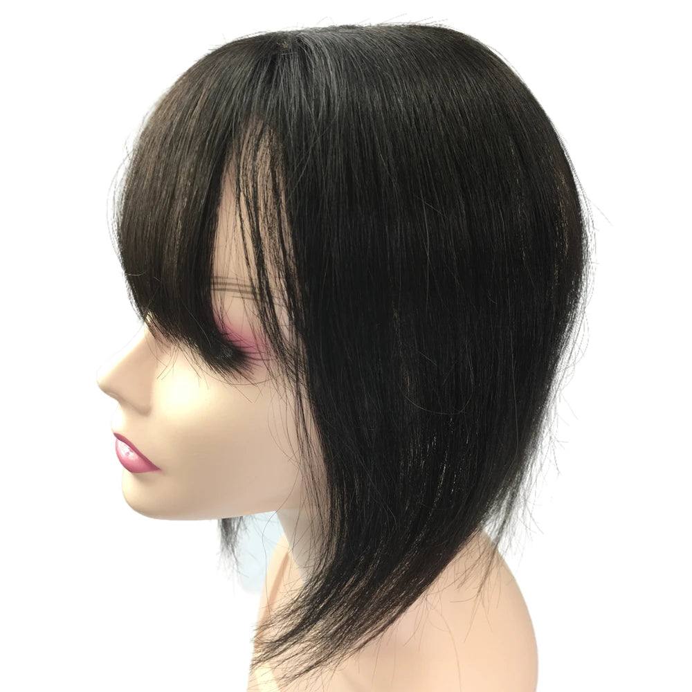 Cheveux humains Toppers pour femmes 10x11 cm dentelle PU Base toupet Topper vrais cheveux humains Clips dans les postiches couverture blanc chauve cheveux