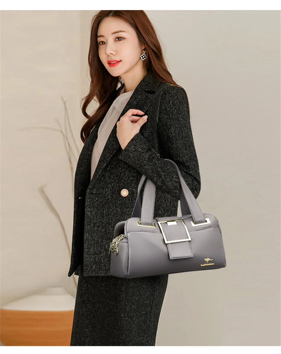 Sacs à main en cuir multicouches pour femmes, sac à poignée supérieure, sacs à main de qualité, designer de luxe féminin, grande capacité, Boston Ladies Sac A Main