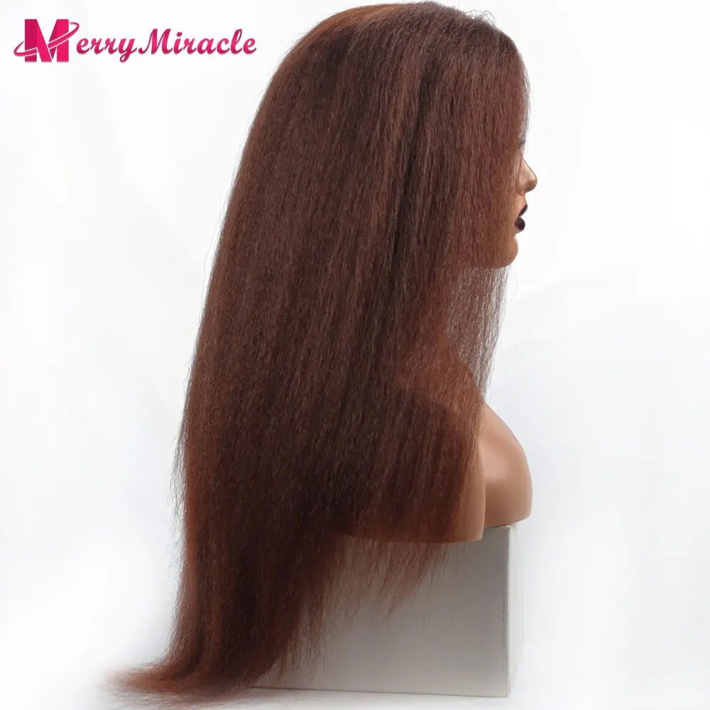 Perruques synthétiques lisses et crépues pour femmes noires, mélange de mèches noires, brunes, blondes, gingembre, rouges et blanches