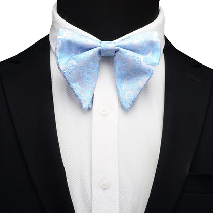 GUSLESON Paisley grand noeud papillon hommes bleu rouge jaune noeud papillon poche carré boutons de manchette ensemble avec boîte-cadeau soie mariage cravate pour homme