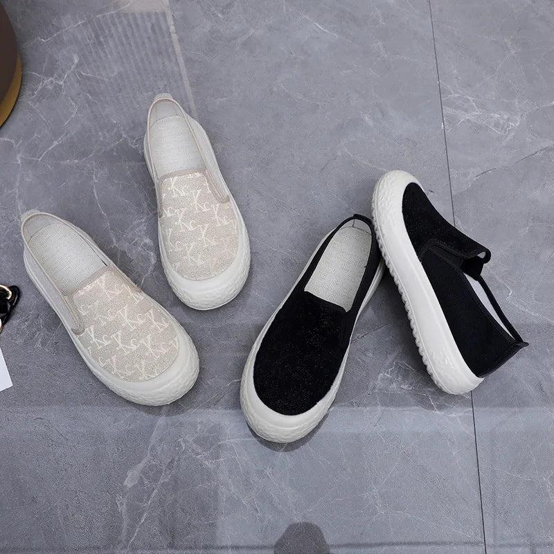 Spring and Autumn New Korean Fashion Shoes Thick Sole Versatile Canvas Shoes