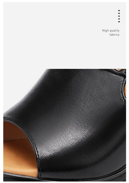 Chaussures à talons hauts de 10cm pour femmes, chaussures à plateforme, pantoufles d'été à semelle épaisse en cuir avec cœur épais, pour bureau et mariage, 2025