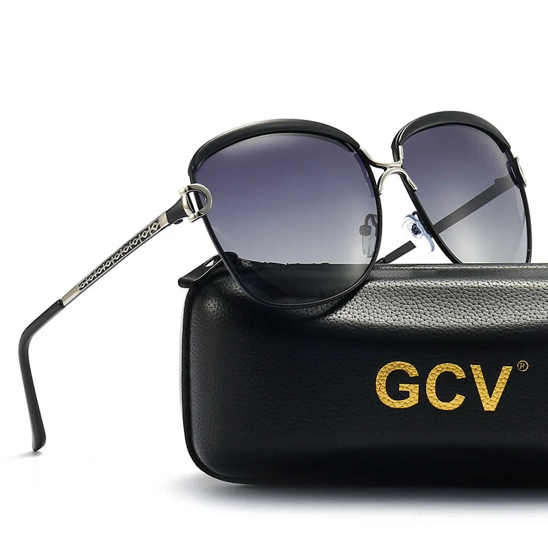GCV lunettes De Soleil polarisées pour femmes lentille dégradée lunettes De Soleil rondes carrées marque De luxe Oculos Lunette De Soleil Femme