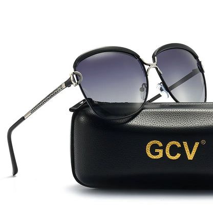 GCV lunettes De Soleil polarisées pour femmes lentille dégradée lunettes De Soleil rondes carrées marque De luxe Oculos Lunette De Soleil Femme