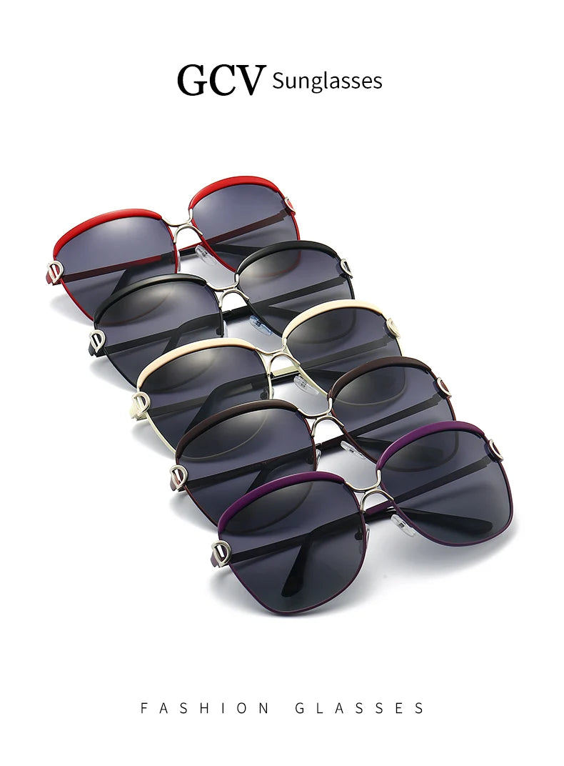 GCV lunettes De Soleil polarisées pour femmes lentille dégradée lunettes De Soleil rondes carrées marque De luxe Oculos Lunette De Soleil Femme