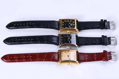 Sewor-Montre rectangulaire à affichage romain pour homme, montres-bracelets mécaniques automatiques en or, Reloj Zones