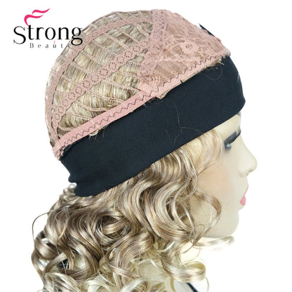 Perruques synthétiques courtes 3/4 à reflets blonds pour femmes, postiche bouclée avec bandeau, choix de couleurs